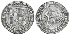 Catholic Kings (1474-1504). 1 real. Toledo. (Cal-465). Anv.: : FERNANDVS : ET : hELISABET : DEI G : . Rev.: + REX : ET : REGINA : CAST : LEGIO ARAGO :...