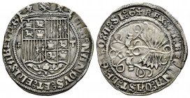 Catholic Kings (1474-1504). 1 real. Toledo. (Cal-465). Ag. 3,37 g. Shield between pelleted cross and T. Choice VF. Est...140,00. 

Spanish Descripti...