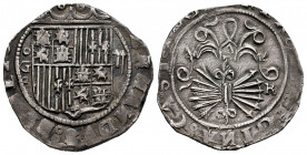 Catholic Kings (1474-1504). 2 reales. Granada. R. (Cal-498). Anv.: (F)ERNANDVS : ET ELI .... Rev.: (+) REX : (ET RE)GINA : CAST : (LEGION). Ag. 6,81 g...