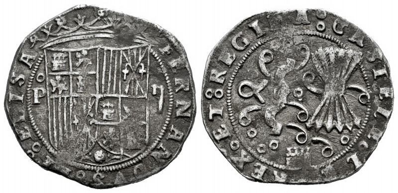 Catholic Kings (1474-1504). 2 reales. Segovia. P. (Cal-507). Ag. 6,32 g. Aqueduc...