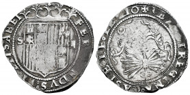 Catholic Kings (1474-1504). 2 reales. Sevilla. (Cal-514 var.). Anv.: FER(NA)NDVS : ET ELISABET. Rev.: ☩ REX (◦ E) T REGINA ◦ CASTELE ◦ LEGIO. Ag. 6,93...