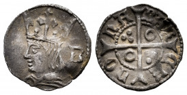 Ferdinand II (1479-1516). 1/4 croat. ND. Barcelona. (Cal-28). (Cru-1146). Ag. 0,72 g. Roundel on the 2nd and 3rd quarter. Knock on reverse. Choice VF....