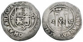 Charles-Joanna (1504-1555). 1 real. Mexico. O. (Cal-74). Ag. 3,16 g. Shield between M - O. Almost VF. Est...100,00. 

Spanish Description: Juana y C...