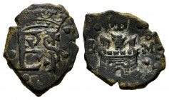 Philip II (1556-1598). Blanca. Burgos. M. (Cal-33). (Jarabo-Sanahuja-A51, plate coin). Ae. 1,65 g. Choice VF. Est...60,00. 

Spanish Description: Fe...
