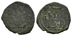 Philip II (1556-1598). Blanca. Toledo. M. (Cal-47). (Jarabo-Sanahuja-A278, plate coin). Ae. 0,98 g. Choice F/Almost VF. Est...20,00. 

Spanish Descr...