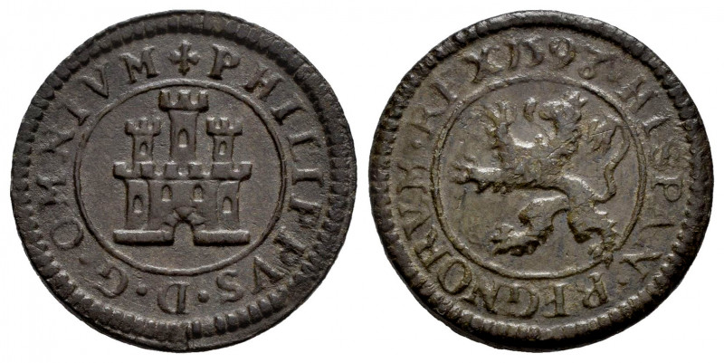 Philip II (1556-1598). 2 maravedis. 1598/7. Segovia. (Cal-unlisted). (Jarabo-San...