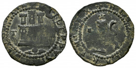 Philip II (1556-1598). 2 maravedis. Toledo. M. (Cal-64). (Jarabo-Sanahuja-A262). Ae. 4,09 g. Full legends. Round flan. Rare in this condition. Choice ...