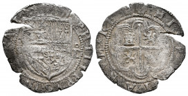 Philip II (1556-1598). 1 real. ND. Lima. D. (Cal-type 81). Ag. 3,24 g. D to right of the shield. Visible the name and ordinall of the king. Flan crack...