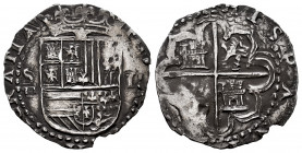 Philip II (1556-1598). 1 real. Sevilla. (Cal-258). Ag. 3,26 g. Toned. Choice VF. Est...120,00. 

Spanish Description: Felipe II (1556-1598). 1 real....