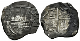Philip II (1556-1598). 4 reales. 1595. Segovia. I. (Cal-548). Ag. 13,59 g. Date with two digits to the right of shield. Scarce. Choice VF. Est...400,0...