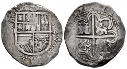 Philip II (1556-1598). 4 reales. 1590. Sevilla. (Cal-583). Ag. 13,56 g. Vertical date with four digits to the right of shield. "Square d" assayer. Ver...