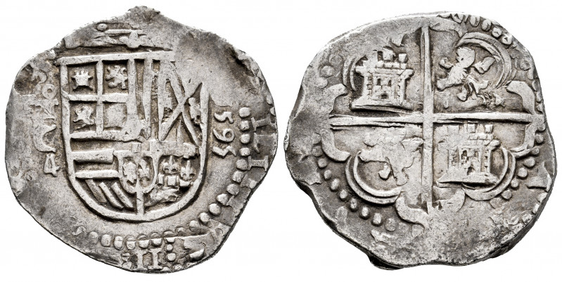 Philip II (1556-1598). 4 reales. 1595. Toledo. C. (Cal-617). Ag. 13,62 g. Value ...