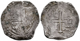 Philip II (1556-1598). 8 reales. ND. Mexico. F. (Cal-664). Ag. 27,28 g. It retains some verdigris. VF/Almost VF. Est...300,00. 

Spanish Description...
