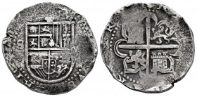 Philip II (1556-1598). 8 reales. ND. Sevilla. (Cal-720). Ag. 25,22 g. "Square d" assayer on reverse. Almost VF. Est...150,00. 

Spanish Description:...