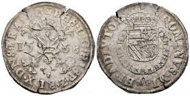 Philip II (1556-1598). 1 escudo of Burgundy. 1568. Utrecht. (Tauler-1291). (Vti-1323). (Vanhoudt-290.UT). Ag. 29,19 g. Stress marks. Choice VF/VF. Est...