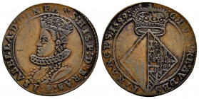 Albert and Elizabeth (1598-1621). Jeton. 1599. Antwerpen. (Dugn-3463). Ae. 4,82 g. Infanta Isabella Clara Eugenia (daughter of Philip II) Duchess of B...