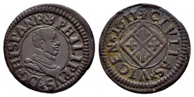 Philip III (1598-1621). Dinero. 1611. Vic (Barcelona). (Cal-55). (Cru C.G-3900). Ae. 1,54 g. Choice VF. Est...40,00. 

Spanish Description: Felipe I...