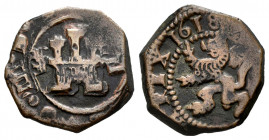 Philip III (1598-1621). 4 maravedis. 1618. Segovia. (Cal-244). (Jarabo-Sanahuja-D173). Ae. 3,44 g. VF. Est...25,00. 

Spanish Description: Felipe II...