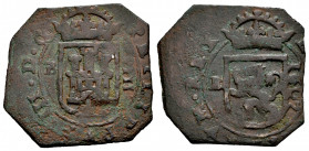 Philip III (1598-1621). 8 maravedis. 1607. Burgos. (Cal-ulisted). (Jarabo-Sanahuja-as contemp. counterfeit). Ae. 4,94 g. Contemporary counterfeit. Cho...
