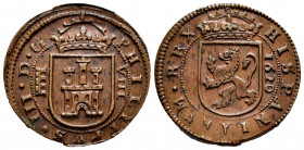 Philip III (1598-1621). 8 maravedis. 1620. Segovia. (Cal-341). (Jarabo-Sanahuja-D235). Ae. 6,06 g. A good sample. XF. Est...70,00. 

Spanish Descrip...