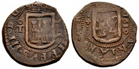 Philip III (1598-1621). 8 maravedis. 1619. Toledo. (Cal-349). (Jarabo-Sanahuja-D301). Ae. 8,62 g. Choice VF. Est...30,00. 

Spanish Description: Fel...