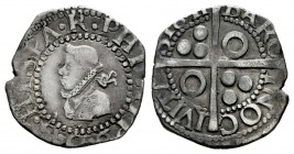 Philip III (1598-1621). 1/2 croat. 1611. Barcelona. (Cal-370). (Cru C.G-4342). Ag. 1,56 g. Roundel on the 2nd and 3rd quarter. Almost VF/VF. Est...50,...