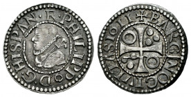 Philip III (1598-1621). 1/2 croat. 1611. Barcelona. (Cal-374). (Cru C.G-4342). Ag. 1,70 g. Patina. Almost XF. Est...75,00. 

Spanish Description: Fe...