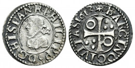 Philip III (1598-1621). 1/2 croat. 1613. Barcelona. (Cal-378). (Cru C.G-4342-g). Ag. 1,29 g. Choice VF. Est...50,00. 

Spanish Description: Felipe I...