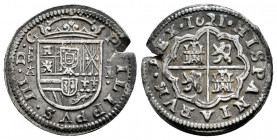 Philip III (1598-1621). 1 real. 1621. Segovia. A. (Cal-522). Ag. 3,39 g. Striking error. Choice VF. Est...70,00. 

Spanish Description: Felipe III (...