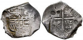 Philip III (1598-1621). 8 reales. Mexico. Ag. 23,06 g. Chop marks and shear knocks. Choice F. Est...150,00. 

Spanish Description: Felipe III (1598-...