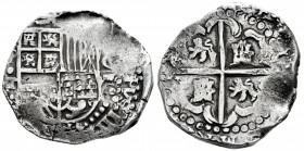 Philip III (1598-1621). 8 reales. Potosí. T. (Cal-type 165). Ag. 27,08 g. Lions and castles. Date not visible. Almost VF. Est...120,00. 

Spanish De...