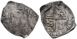 Philip III (1598-1621). 8 reales. 1602. Sevilla. B. (Cal-957). Ag. 27,41 g. OMNIVM type. Full date. Rare. VF. Est...350,00. 

Spanish Description: F...