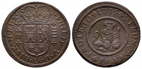 Philip V (1700-1746). 4 maravedis. 1719. Segovia. (Cal-92). Ae. 8,15 g. Wavy flan. Choice VF. Est...50,00. 

Spanish Description: Felipe V (1700-174...