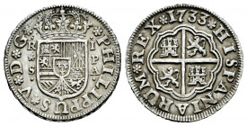 Philip V (1700-1746). 1 real. 1733. Sevilla. PA. (Cal-657). Ag. 2,85 g. Choice VF. Est...70,00. 

Spanish Description: Felipe V (1700-1746). 1 real....