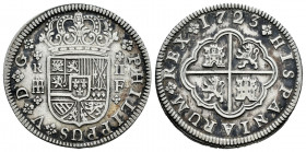Philip V (1700-1746). 2 reales. 1723. Segovia. F. (Cal-958). Ag. 6,22 g. VF. Est...50,00. 

Spanish Description: Felipe V (1700-1746). 2 reales. 172...