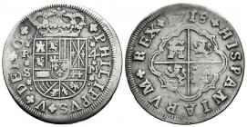 Philip V (1700-1746). 4 reales. 1718. Sevilla. (Cal-1222). Ag. 10,97 g. VF/Almost VF. Est...150,00. 

Spanish Description: Felipe V (1700-1746). 4 r...