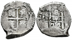 Philip V (1700-1746). 8 reales. 1712. Potosí. Y. (Cal-1548). Ag. 25,64 g. Choice F. Est...180,00. 

Spanish Description: Felipe V (1700-1746). 8 rea...