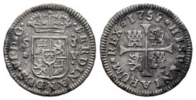 Ferdinand VI (1746-1759). 1/2 real. 1759. Sevilla. JV. (Cal-124). Ag. 1,27 g. VF. Est...25,00. 

Spanish Description: Fernando VI (1746-1759). 1/2 r...