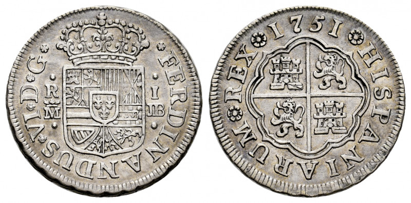 Ferdinand VI (1746-1759). 1 real. 1751. Madrid. JB. (Cal-175). Ag. 2,94 g. Almos...