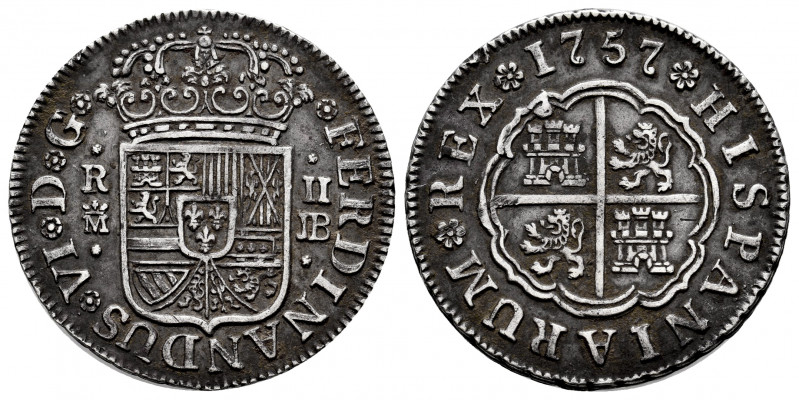 Ferdinand VI (1746-1759). 2 reales. 1757. Madrid. JB. (Cal-281). Ag. 5,87 g. Min...