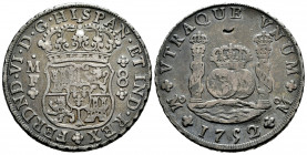 Ferdinand VI (1746-1759). 8 reales. 1752. Mexico. MF. (Cal-477). Ag. 26,75 g. Mark on reverse. Toned. VF. Est...350,00. 

Spanish Description: Ferna...