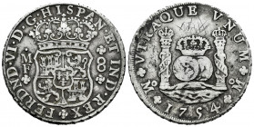 Ferdinand VI (1746-1759). 8 reales. 1754. Mexico. MF. (Cal-482). Ag. 26,65 g. Scratches on obverse. Almost VF. Est...300,00. 

Spanish Description: ...