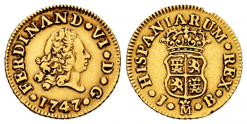 Ferdinand VI (1746-1759). 1/2 escudo. 1747. Madrid. JB. (Cal-548). Au. 1,77 g. F...