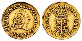 Ferdinand VI (1746-1759). 1/2 escudo. 1747. Madrid. JB. (Cal-548). Au. 1,77 g. First bust. VF. Est...160,00. 

Spanish Description: Fernando VI (174...