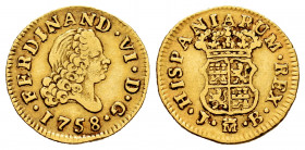 Ferdinand VI (1746-1759). 1/2 escudo. 1758. Madrid. JB. (Cal-564). Au. 1,76 g. Fourth bust. VF. Est...150,00. 

Spanish Description: Fernando VI (17...