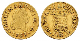 Ferdinand VI (1746-1759). 1/2 escudo. 1758. Madrid. JB. (Cal-564). Au. 1,71 g. Almost VF/VF. Est...120,00. 

Spanish Description: Fernando VI (1746-...