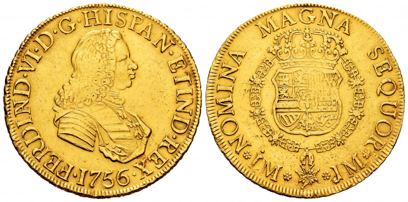 Ferdinand VI (1746-1759). 8 escudos. 1756. Lima. JM. (Cal-771). Au. 26,95 g. Use...