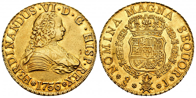 Ferdinand VI (1746-1759). 8 escudos. 1756/5. Santiago. J. (Cal-831). Ag. 27,00 g...