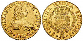 Ferdinand VI (1746-1759). 8 escudos. 1756/5. Santiago. J. (Cal-831). Ag. 27,00 g. Tarces of mounting. Otherwise a good sample. Almost XF. Est...2200,0...