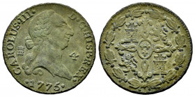Charles III (1759-1788). 4 maravedis. 1775. Segovia. (Cal-55). Ae. 5,22 g. VF. Est...25,00. 

Spanish Description: Carlos III (1759-1788). 4 maraved...